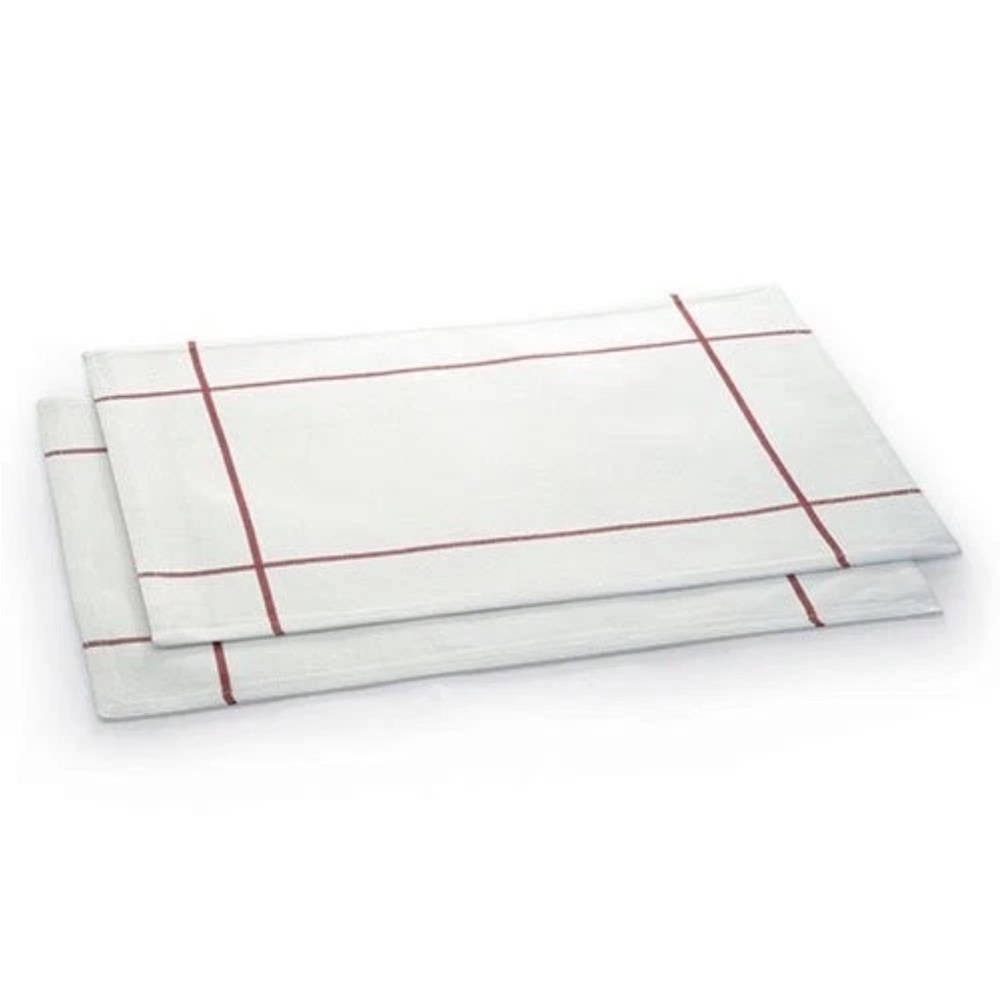New The Pampered Chef Set Of 4 White Wine/Red Cotton Windowpane Dining Placemats